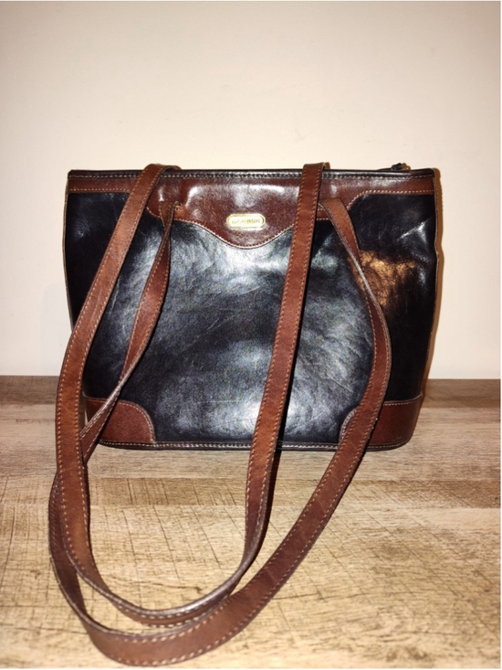 Brahmin Handbags - Brahmin Black and cognac brown leather bag